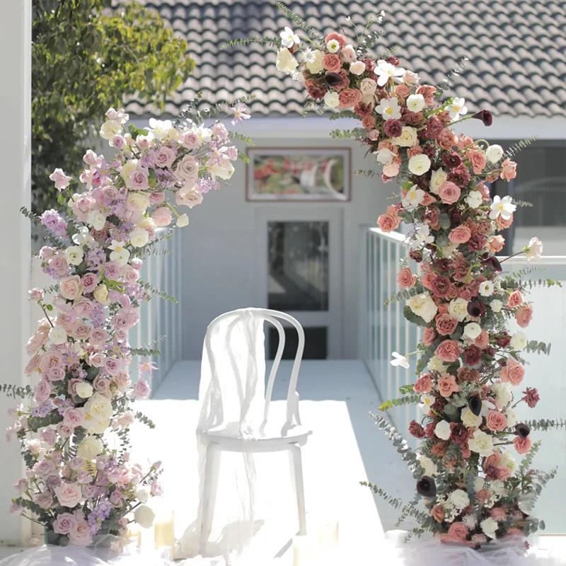 S-A7152 Wrought Iron Arch Flower Door Shelf Outdoor Wedding Backdrop Decor Floral Frame