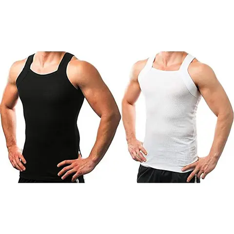 Men's Square Neck Ribbed Tank Tops, 2-Pack Cotton Stretch G-Unit Style Sleeveless Fitted Undershirts with Soft Fabric