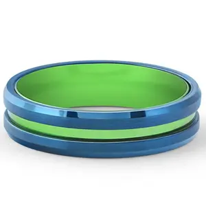 Men's Brushed Blue Tungsten Green Aluminum Ring 6mm Wedding Band