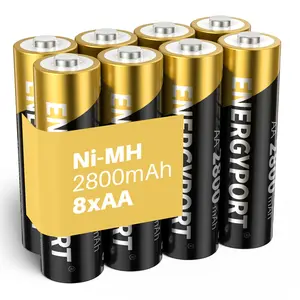 ENERGYPORT 8pcs Rechargeable AA Batteries 1.2V Rechargeable Ni-MH 2800mAh High Capacity Compatible With Clocks Night Lights