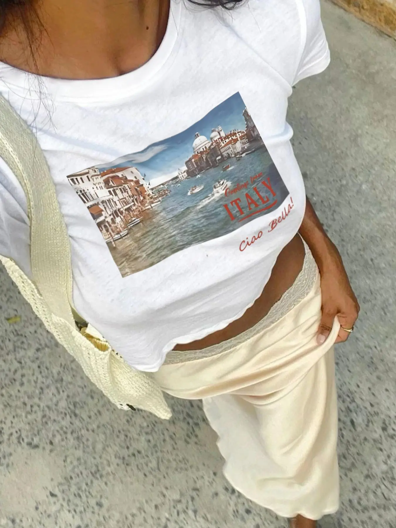 Women's Venice Italy Love Round Neck Graphic Tee, Vintage Trendy Casual Short Sleeve T-shirt for Daily Wear, Ladies Summer, Top