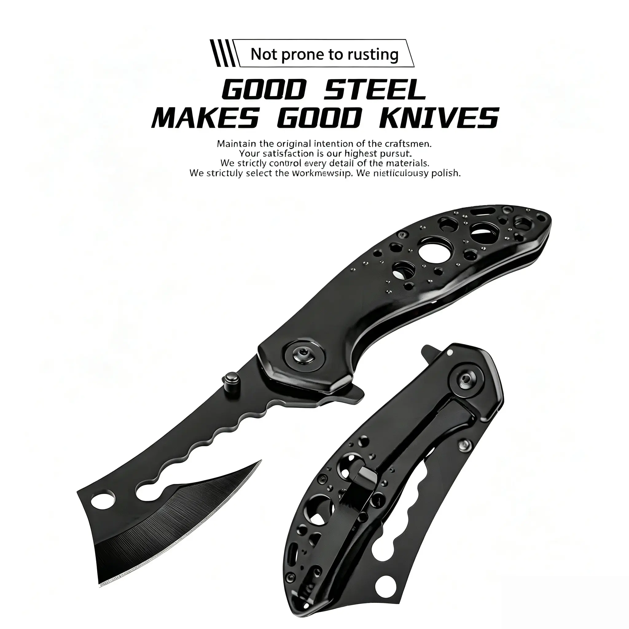Portable Folding Camping Knife, Hollow Handle EDC Utility Pocket Knife, Stainless Steel Lightweight Outdoor Tool for Camping Hiking Fishing