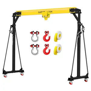 Garvee Adjustable Gantry Crane, 1 Ton Capacity Portable Shop Lift Hoist, Adjustable Height From 97" to 141", 2000lbs Loading Capacity, Ideal for Factories, Construction Site, Warehouse, Car Repair