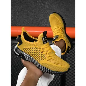 Men's Fashionable Plain Color Lace-up Low Top Sneakers, Casual Lightweight Comfortable Breathable Runner Trainer Mesh Sports Shoes, Male All-match Round Toe Running Walking Shoes for Daily Wear