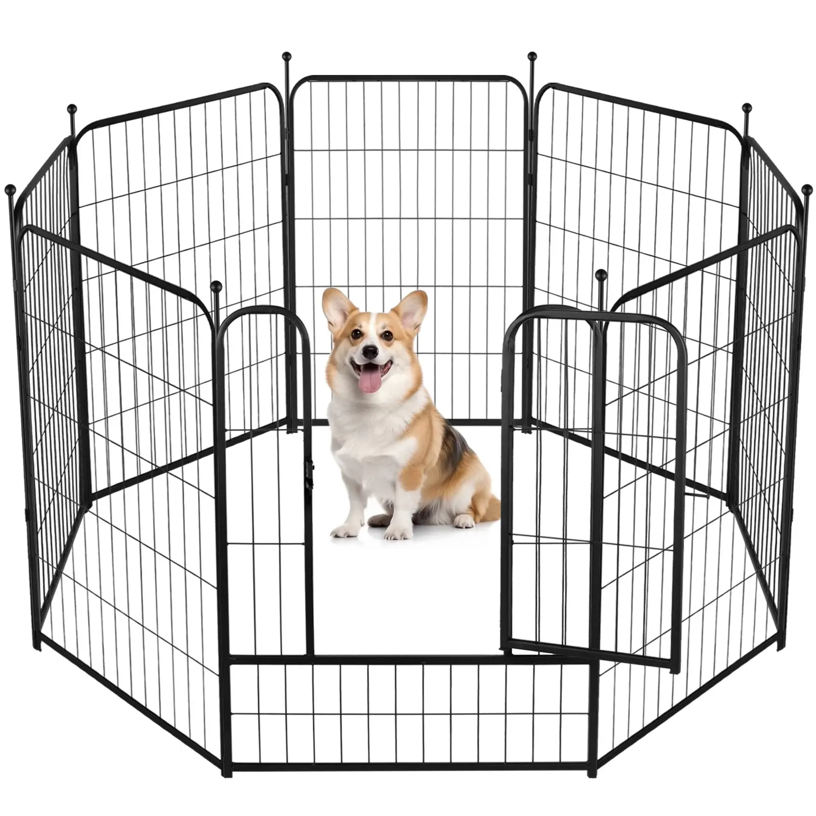 Dog Playpen, 32 inch 8 Panels Dog Pen Heavy Duty Puppy Exercise Pen Portable Detachable Animal Run with Door for RV Camping/Yard/Garden