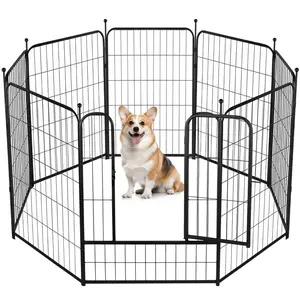 Dog Playpen, 32 inch 8 Panels Dog Pen Heavy Duty Puppy Exercise Pen Portable Detachable Animal Run with Door for RV Camping/Yard/Garden