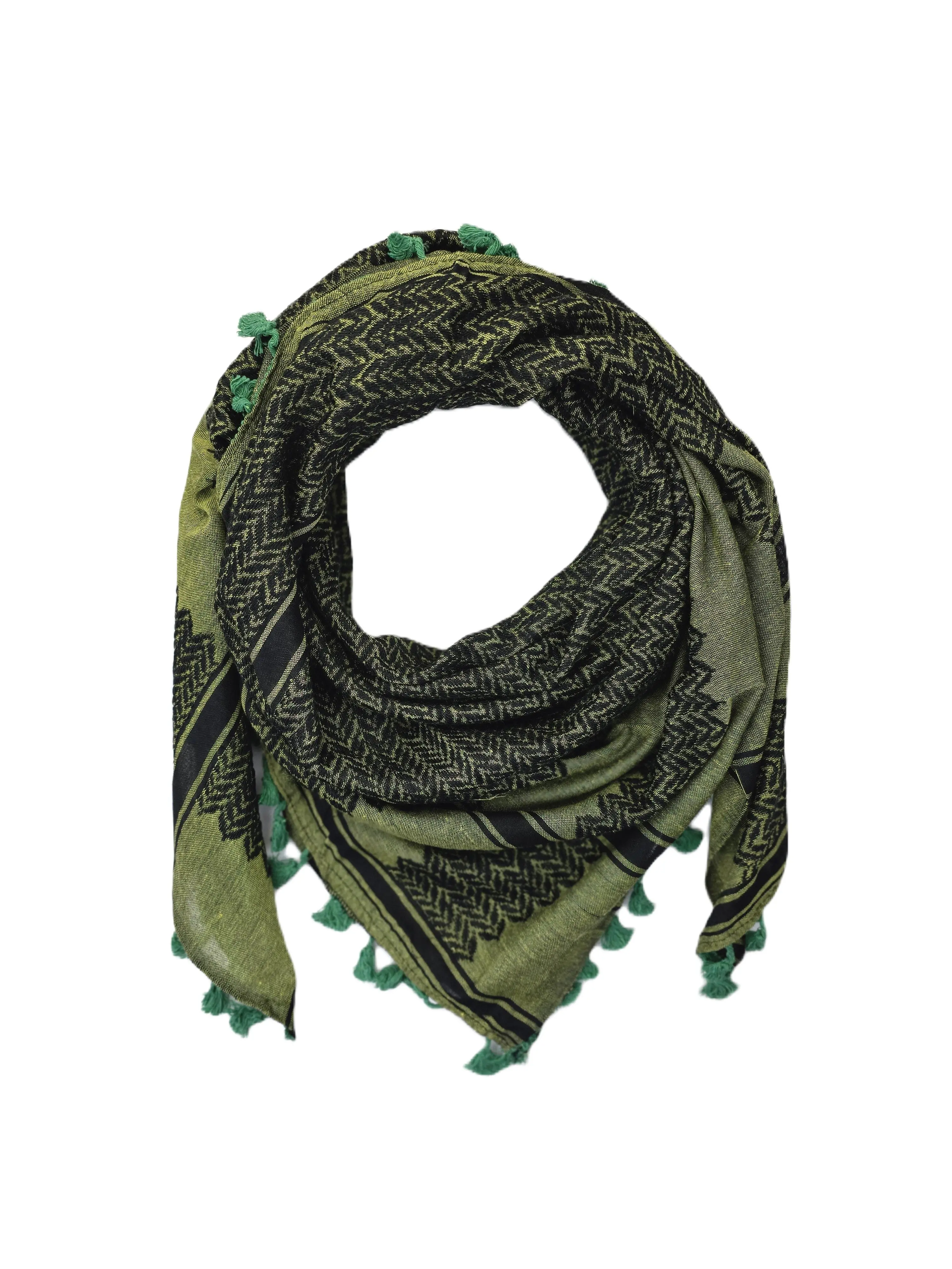 Olive Color with Green Keffiyeh Scarf - Made in Palestine
