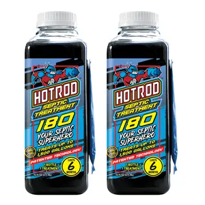 HOTROD Septic Tank Treatment 180 - 12 Month Supply - Extends Septic System Life and Prevents Costly Repairs - Industrial Grade - Easy to Use - Safe on Piping and Plumbing - 16oz Liquid (16 oz, 2)