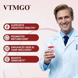 [New] VTMGO Keto ACV Premium Gummies Apple Flavor 60 Gummies Bottle with Apple Cider Vinegar, 750mg & Beetroot 40mg, Pomegranate 40mg - Dairy-Free & Gluten-Free - Healthcare, Dietary Edible Natural Supplement Fitness Fiber Vitamin