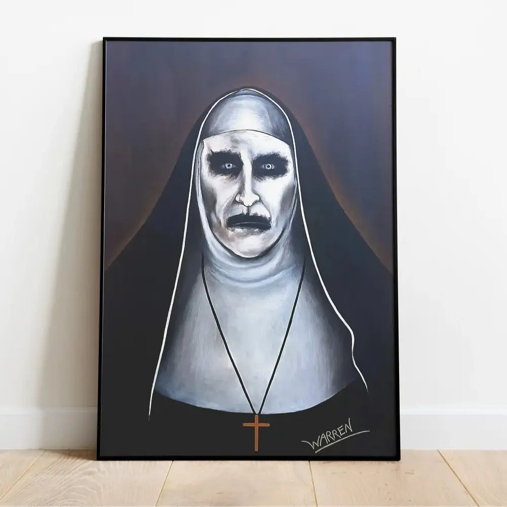 The Nun Valak The Conjuring Universe Poster Unframed, Warren Horror Movie Wall Art, Creepy Demon Nun Print, Spooky Season Home Decoration, Heavyweight Hybrid Paper Art