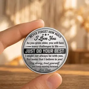 To My Son I Believe In You Personalized Pocket Hug, Keepsake Pocket Hug, Leather Keychain Gift for Son