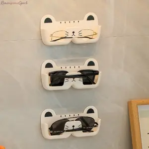 Cute Cat Wall-Mounted Eyeglass Holder (1/3-Pack) - Smooth Adhesive No-Drill Organizer for Bedroom, Office - Gift-Worthy Room Decor for Safe Eyewear Storage