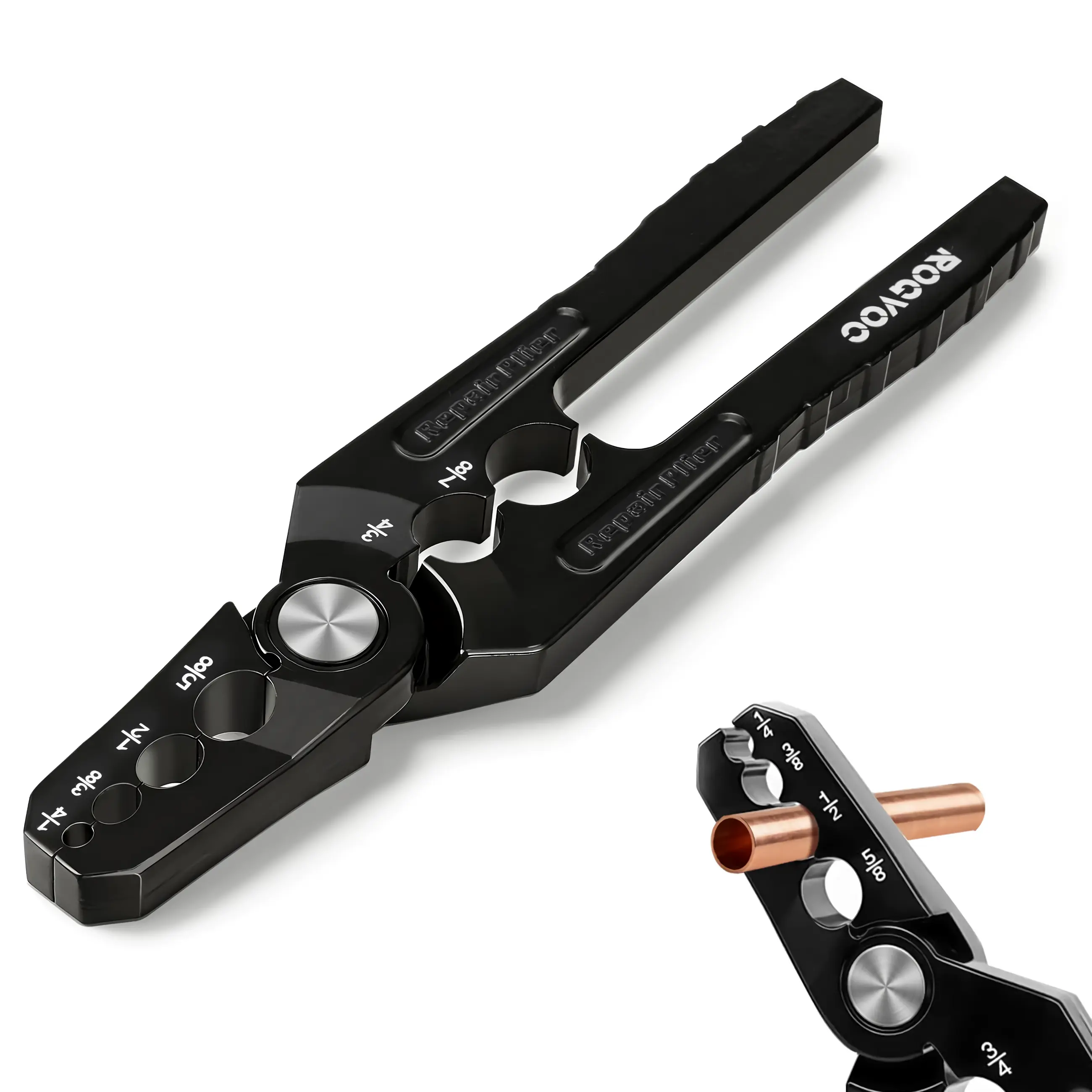 LIZVOR 6-in-1 Copper Pipe Repair Pliers, Professional HVAC Plumber Hand Tool with Wide Range of Functions, Versatile Tube Rounder for 1/4"-7/8" Copper & Aluminum Thin Wall Plumbing Pipes to Boost Effectiveness & Efficiency