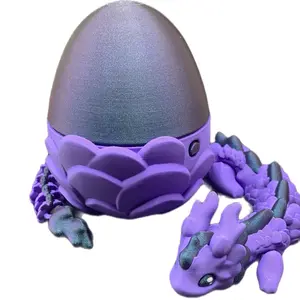 3D Printed Articulating Flexible Kaida Dragon with Egg - Sensory Desk Decoration
