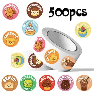500 Rolls of Dessert Roll Sticker Series, Sealing Stickers for Cups, Laptops, Suitcases, Notebook DIY Decor, Birthday Gift