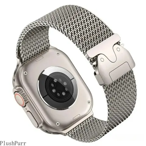Premium Metal Milanese Loop Smartwatch Accessory - Durable Titanium Wrist Strap, Secure Buckle Hold for Secure Fit, 49mm Ultra 2/Series 1-10 Compatibility, Versatile DIY Bag Accessory (No Watch Included)