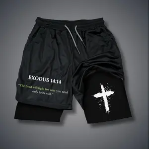 Bible 80s 90s summer men shorts for men jorts outfit men graphic shorts Double-layer sports shorts Comfortable short shorts summer