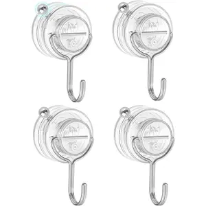 Suction Cup Hooks for Shower, Upgrade Clear Suction Towel Hooks Heavy Duty Removable Bathroom Suction Hooks for Shower Tile Wall Glass Door Window 4 Pack