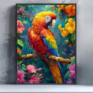Parrot Pattern DIY Diamond Arts Colorful Painting without Frame, DIY 5D Diamond Arts Colorful Painting Kit, Wall Art Decor for Home Living Room