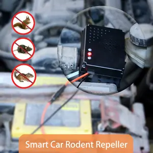 Ultrasonic Car Mouse Repeller, 12V Power Interface LED Flashing and Sound Wave Dual Repellent, Automatic Start When Parking, Protects Your Car