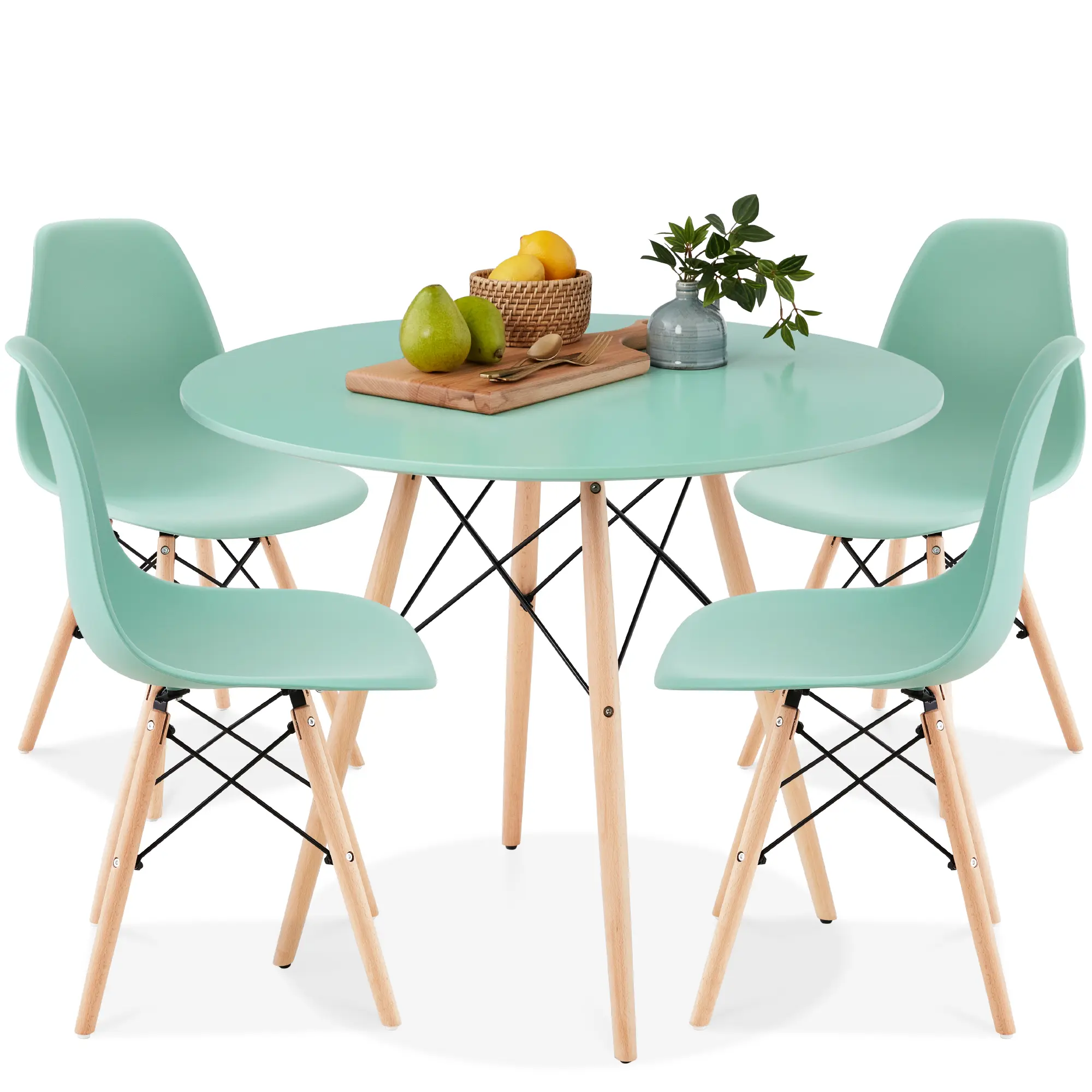 Best Choice Products 5-Piece Compact Mid-Century Modern Dining Set w/ 4 Chairs, Wooden Legs Best Choice Products 5-Piece Compact Mid-Century Modern Dining Set w/ 4 Chairs, Wooden Legs
