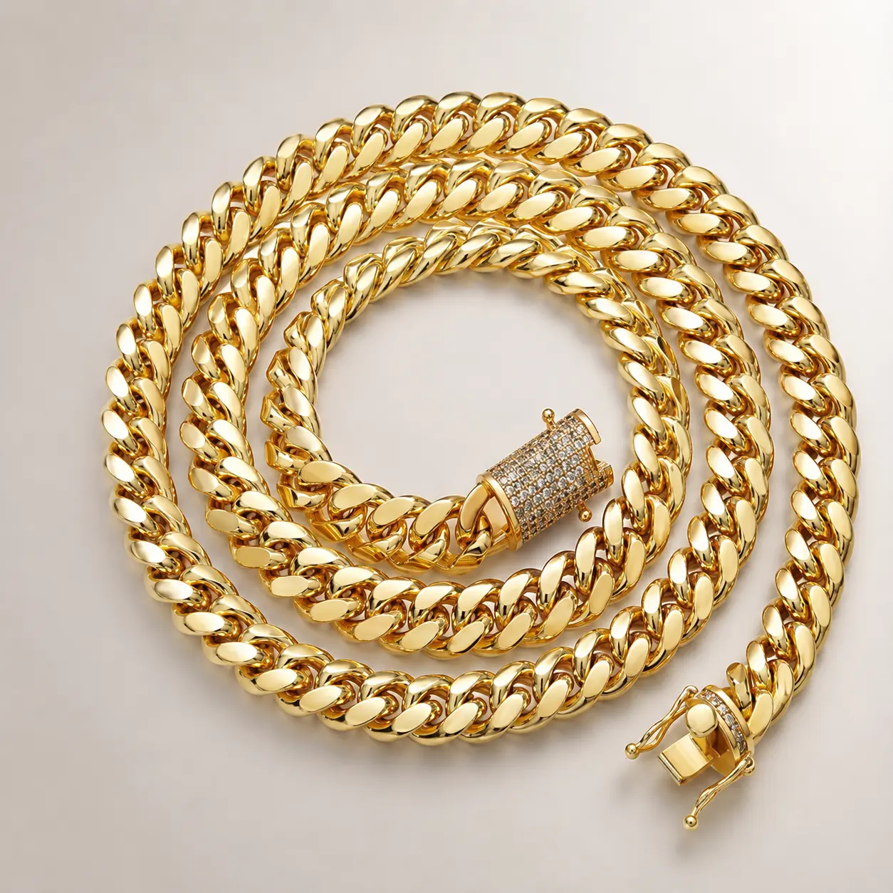 10mm 14K Gold Plated Cuban Link Chain Necklace with Iced Out Round CZ Clasp, Hip Hop Jewelry for Men Women unisex cross fashionable valentine anniversary gift meaningful day campaign memorial statement fashion romantic dainty multicolor k to lery jew set