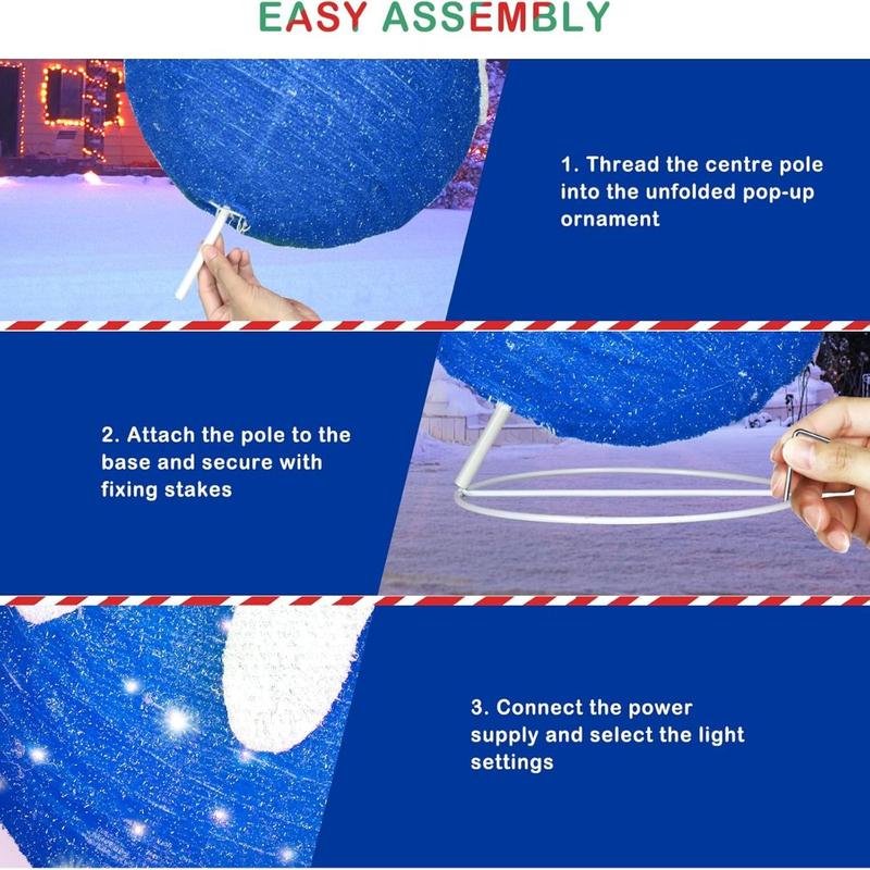 2-Pack Lighted Outdoor Christmas Ball | 8 Modes 80LED + Collapsible (RedGreen)