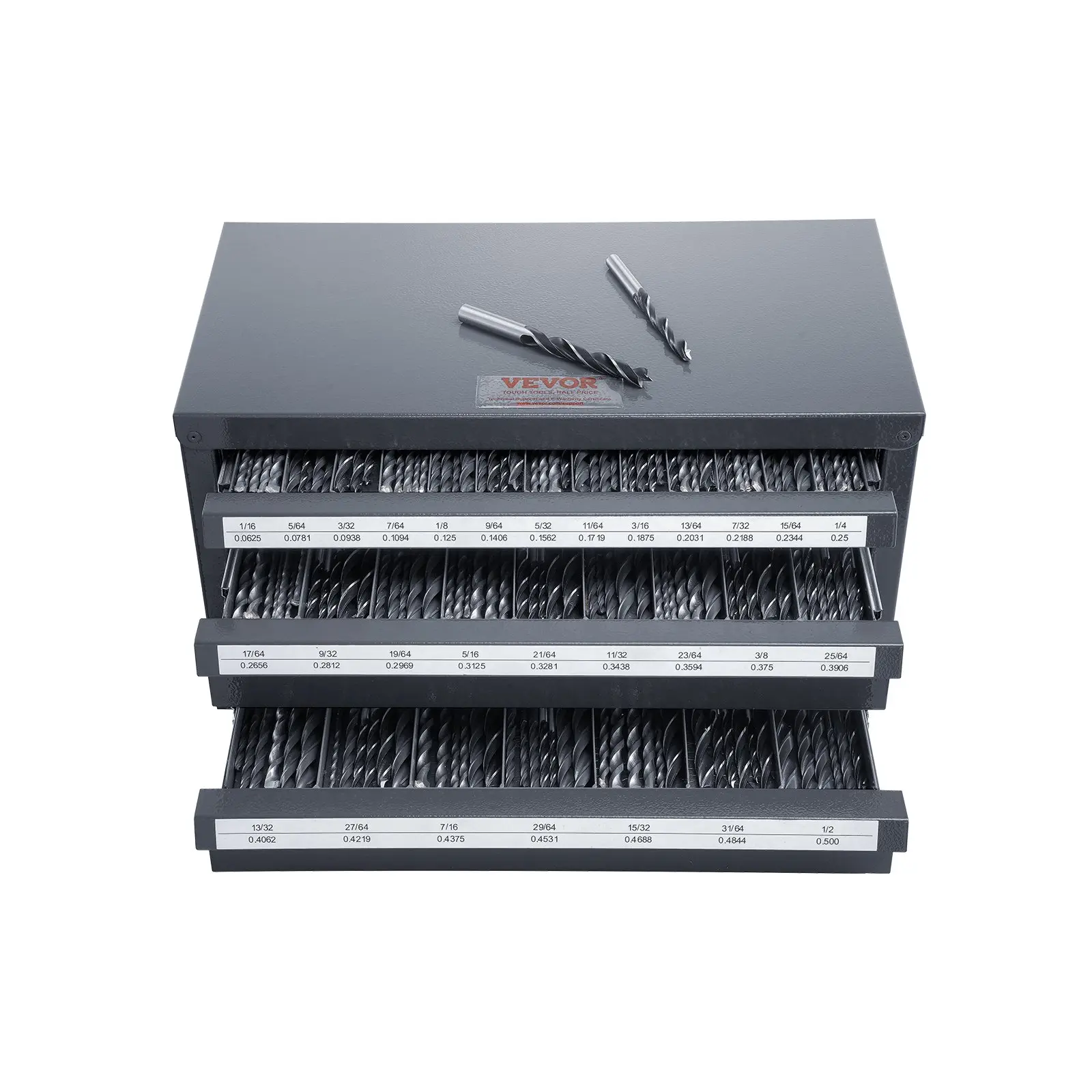 【summerfinds】VEVOR Drill Bit Dispenser Cabinet, Three-Drawer Drill Bit Organizer Cabinet for 1/16" to 1/2", Steel Drill Dispenser Organizer Cabinet with Labels, Stackable Drill Dispenser for Drill Bit Storage
