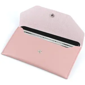 Cash Envelope Wallet, Reusable Envelope Wallet, Men's and Women's Genuine Leather Cashs Wallets, Money Envelopes for Cashs for Bill Planner(Pink)