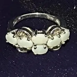 The "Winter Cloud" Minimalist Opal Ring (Size 8)