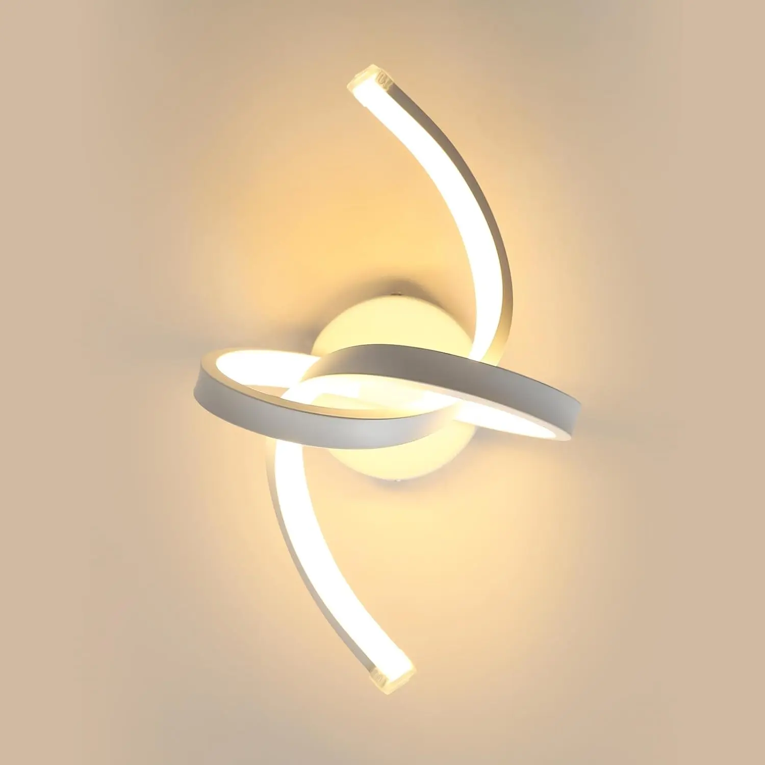 White Spiral Modern LED Wall Sconce - 3000K Warm Light Indoor Aluminum Bedside Lamp - Creative Wall Light for Hallway, Bedroom, Living Room, Bathroom