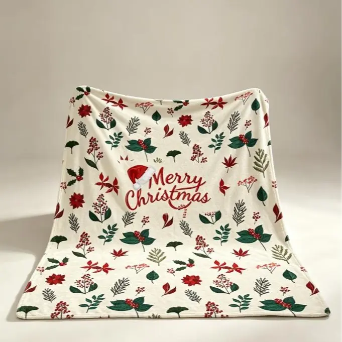 Ultra Soft Cotton Flannel Throw Blanket - 30-39 in, Fantasy Gingerbread House Cookie Motif, Minimal Style, Christmas Essential, for Bedroom Decor & Movie Night Snuggles