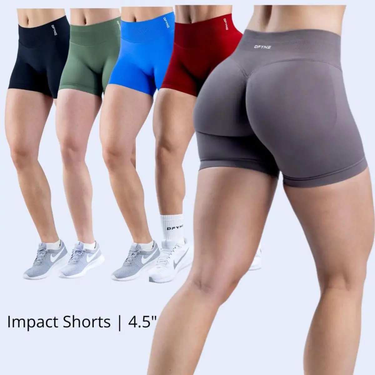 Women's Tight Sporty Chic DFYNE Impact Shorts - High Stretch Cotton Fabric, Subtle Glute Contour, Medium Support, Fitted for Gym, Yoga