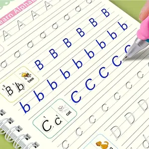 Reusable Magic Practice Notebook Set, Includes 4 Books, 1 Pen, 10 Erasable Stickers, Ideal for Writing, Parent-Child Education, Boys & Girls, Stationery Set, Alphabet Learning Chart