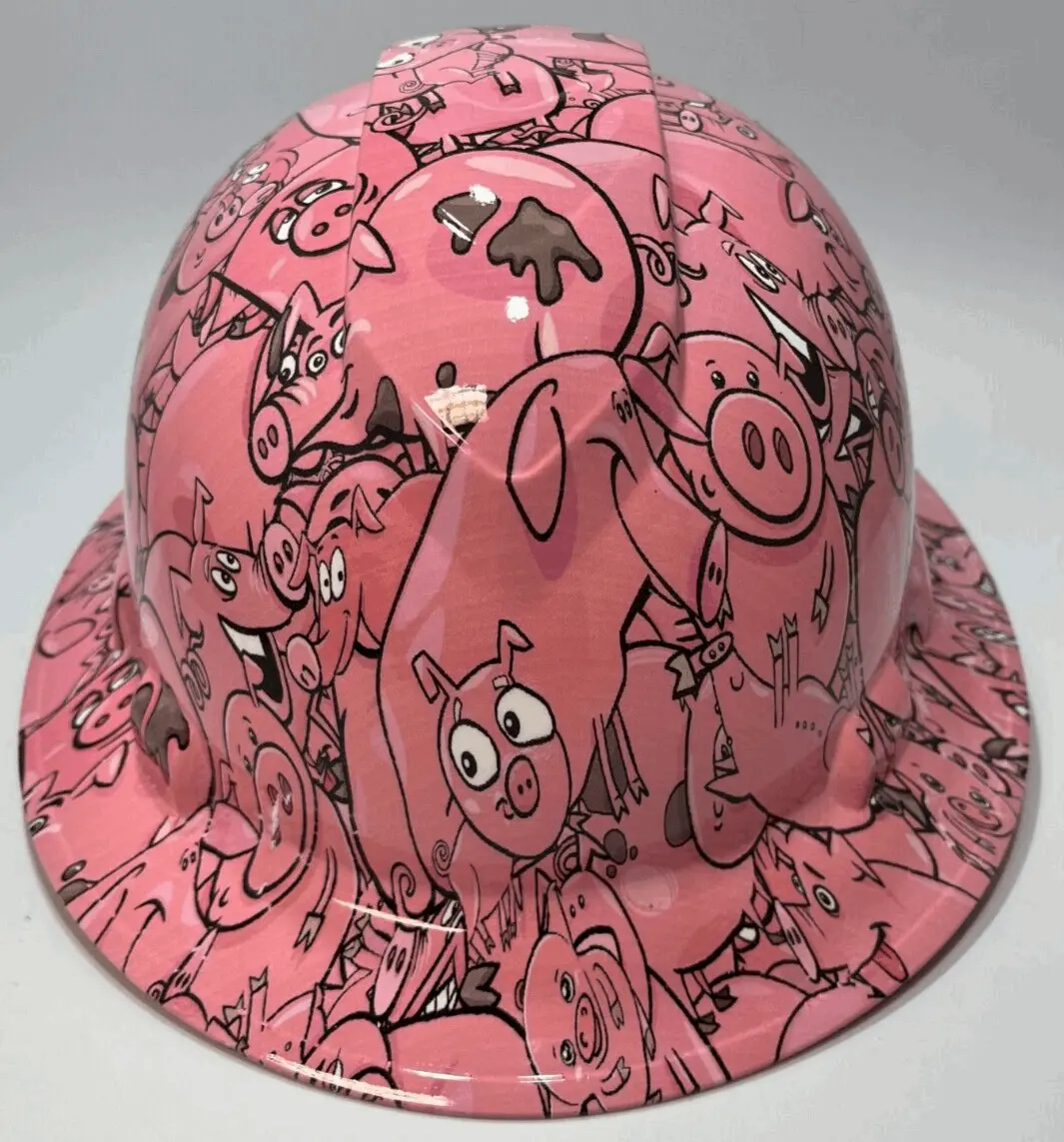 Full Brim Hard Hat Hydro Dipped PINK PIGGY