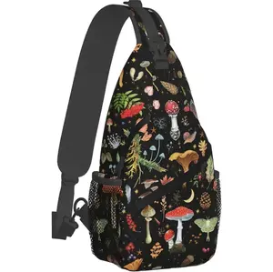 Crossbody Sling Bag with Mushroom Print - Unique Design for Everyday Use