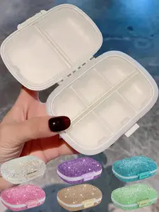 Shiny portable 8-compartment pill box, travel medicine kit, compact pill box and first aid kit, convenient for daily, outdoor, and travel medication storage, a must-have item for health-conscious travelers, essential medical accessory