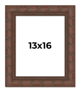 13x16 Brown Wide Bamboo Picture Frame - UV Acrylic, Foam Board Backing, Hanging Hardware