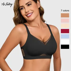AsFairy Women's Seamless Wireless Bra Full Coverage Push Up No Underwire Tshirt Comfortable Womenwear Everyday Jelly Underwear Bras Machine Washable U-back & Crisscross Back Semi-fixed Pads #summervibes