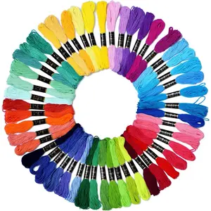 50 Skeins Fashionable Rainbow Color Cotton Friendship Bracelet String Embroidery Floss Cross Stitch Thread Craft Yarn