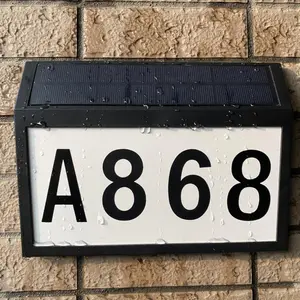 Solar Powered LED Illuminated House Number, Outdoor Waterproof Address Sign, Wall Mounted/In Ground Address Plaque, Address Number for House