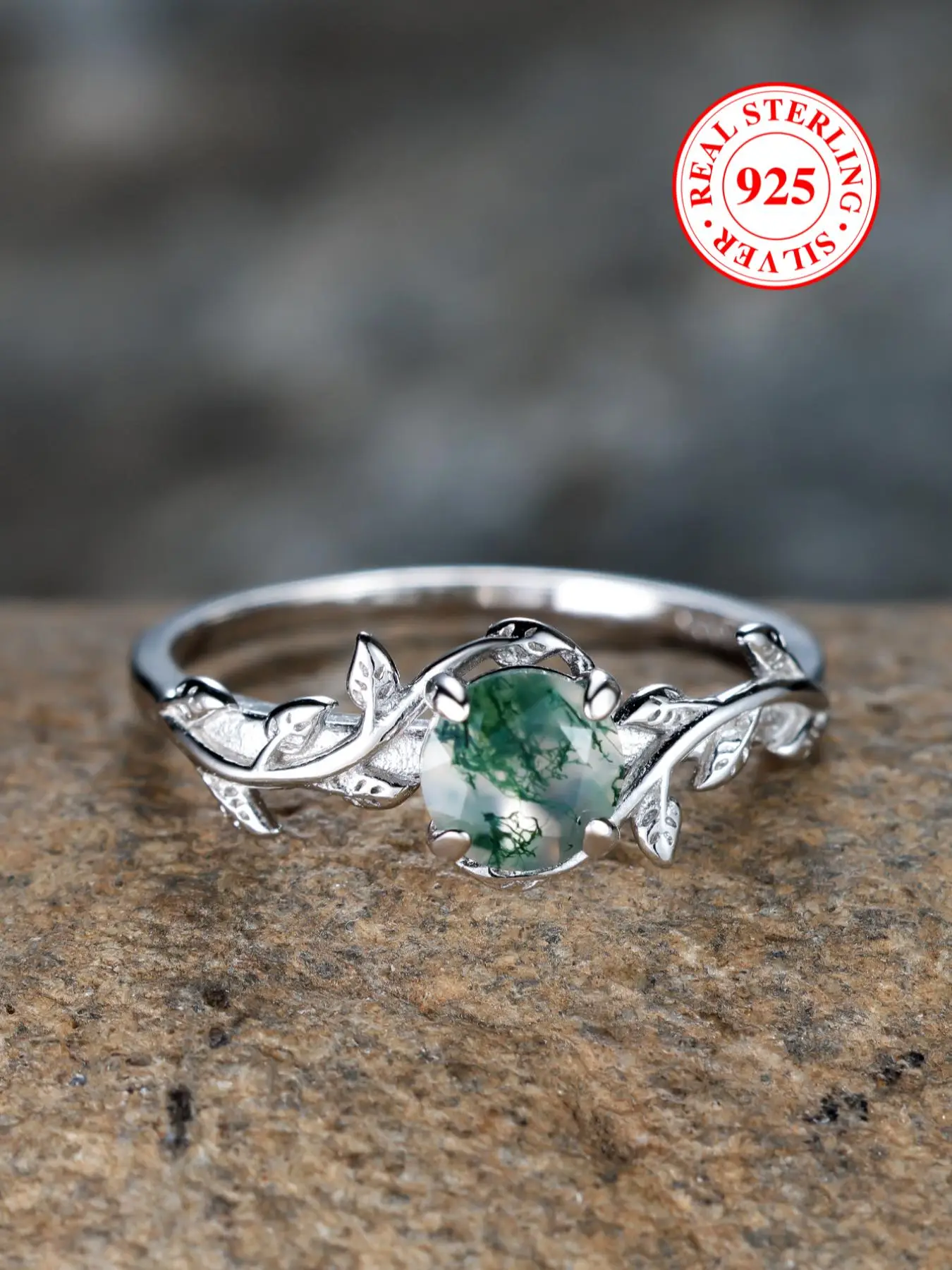 925 Sterling Silver Elegant Artificial Gemstone Decorated Ring, Jewelry Accessories for Women & Girls, Fashion Jewelry for Clothing Decor, Trendy for