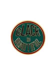 Black is Beautiful Cartoon Quote Brooch Pin, Unique English Badge Accessory, Perfect Gift for All Occasions, Casual Style, All Seasons, Fashion Accessory