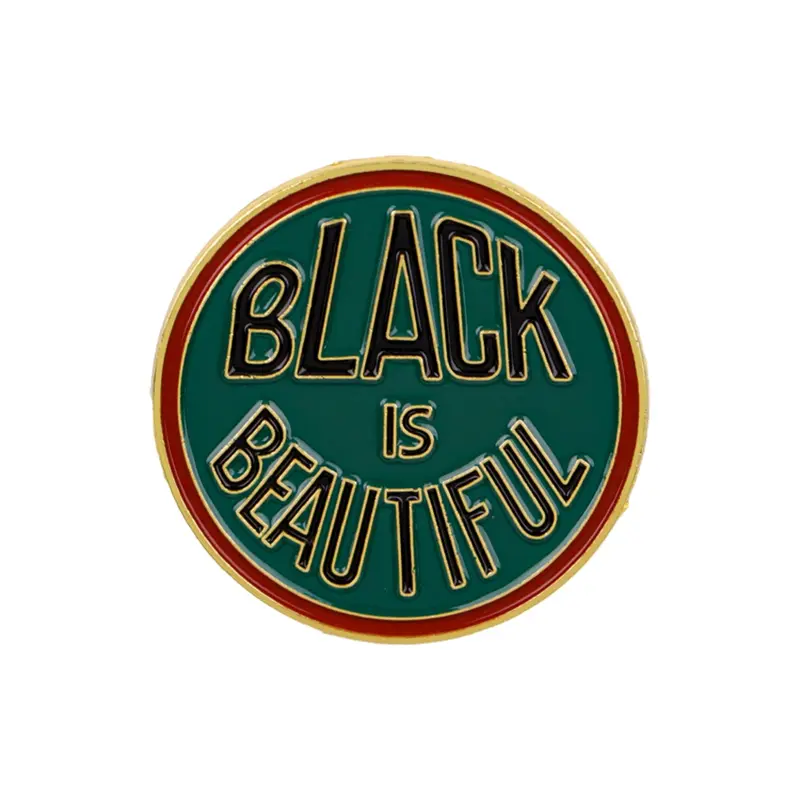 Black is Beautiful Cartoon Quote Brooch Pin, Alloy Brooch Pin, Letter Brooch Pin, Durable Metal Pins, Unique English Badge Accessory, Perfect Gift for All Occasions, Casual Style, All Seasons, Fashion Accessory, Men Accessories, Lapel Pin