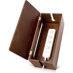 Large Wooden  Management Box, Power Strip Cord Organizer Box, Electrical Hiding TV Wires, Desk & Floor Cables, Cord Hider for Office Living Room Bedroom,  Organizer for Desk, Wire Management