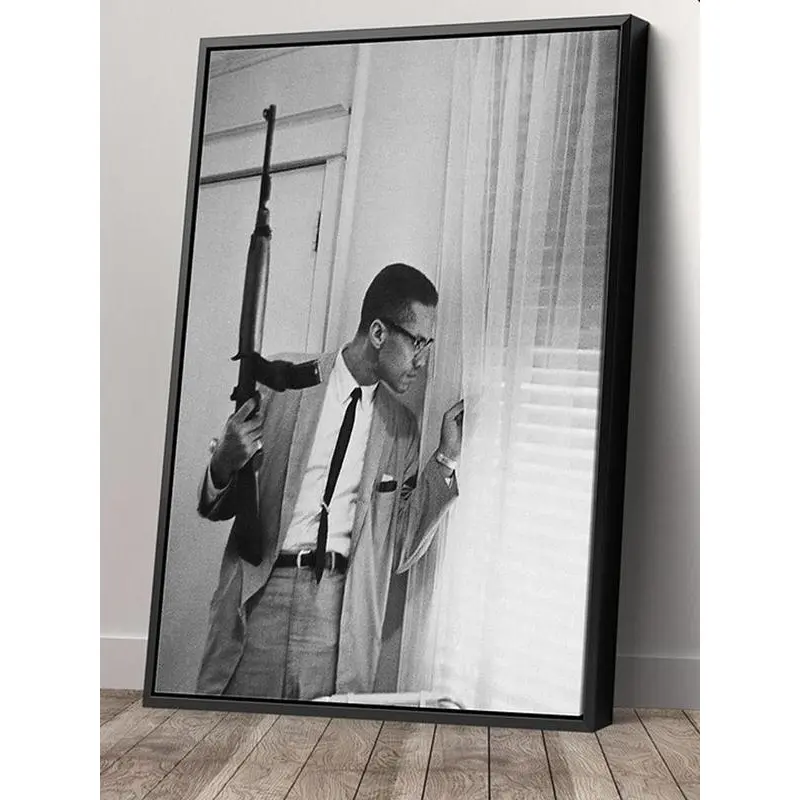 Malcolm X Unframed Wall Art Print - High-Quality Waterproof Poster, Artistic Painting, Easy-to-Hang Home Decor with Decor Box, Ideal Gift for Living Room Decorations, Room Accessories, Plaid, Cool Room Decor