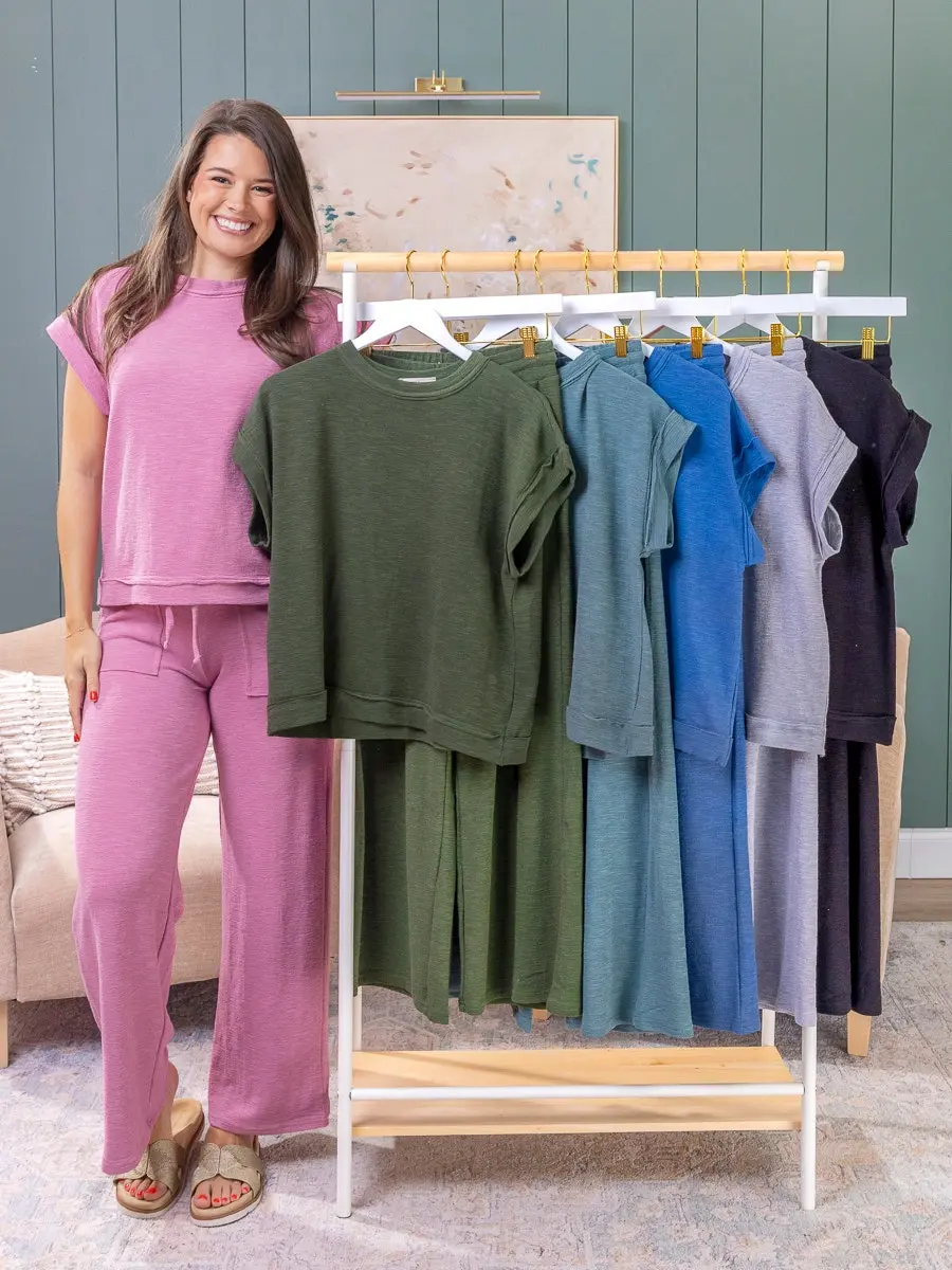 Zenana Cotton Short Sleeve Tee & Long Pant Set | S-3X