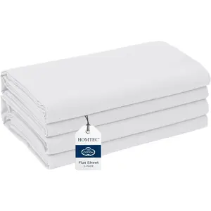 Queen Size Flat Sheet 2 Pack, 100% Cotton Percale Flat Bed Sheet, Breathable, Cool & Crisp White Top Sheet (91" x 103", White)