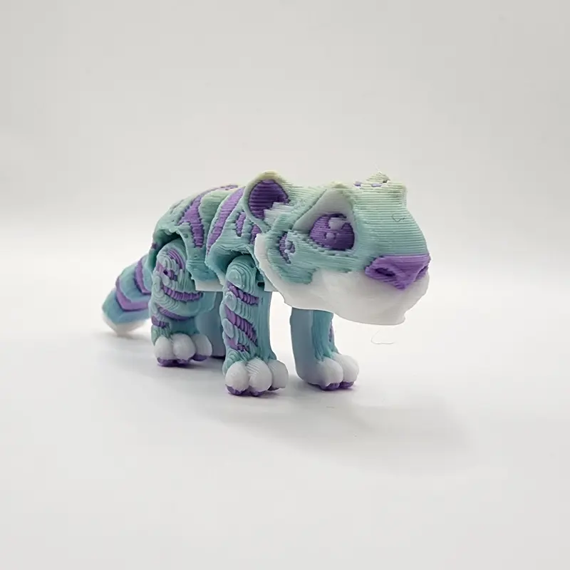 Rainbow Purple Stripe Tiger Add on! (Small) | 3D Printed Articulating Figurine Great Gift and Desk Figure