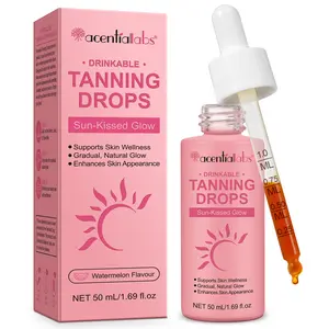 Acentiallabs Drinkable Tanning Drops 50ml Sun-Kissed Glow Watermelon Flavor with MultiVitamin Ingredients Vitamins B12 A E B6